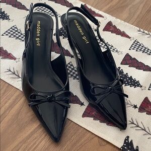 Madden Girl Glossy Black Slingback Heels